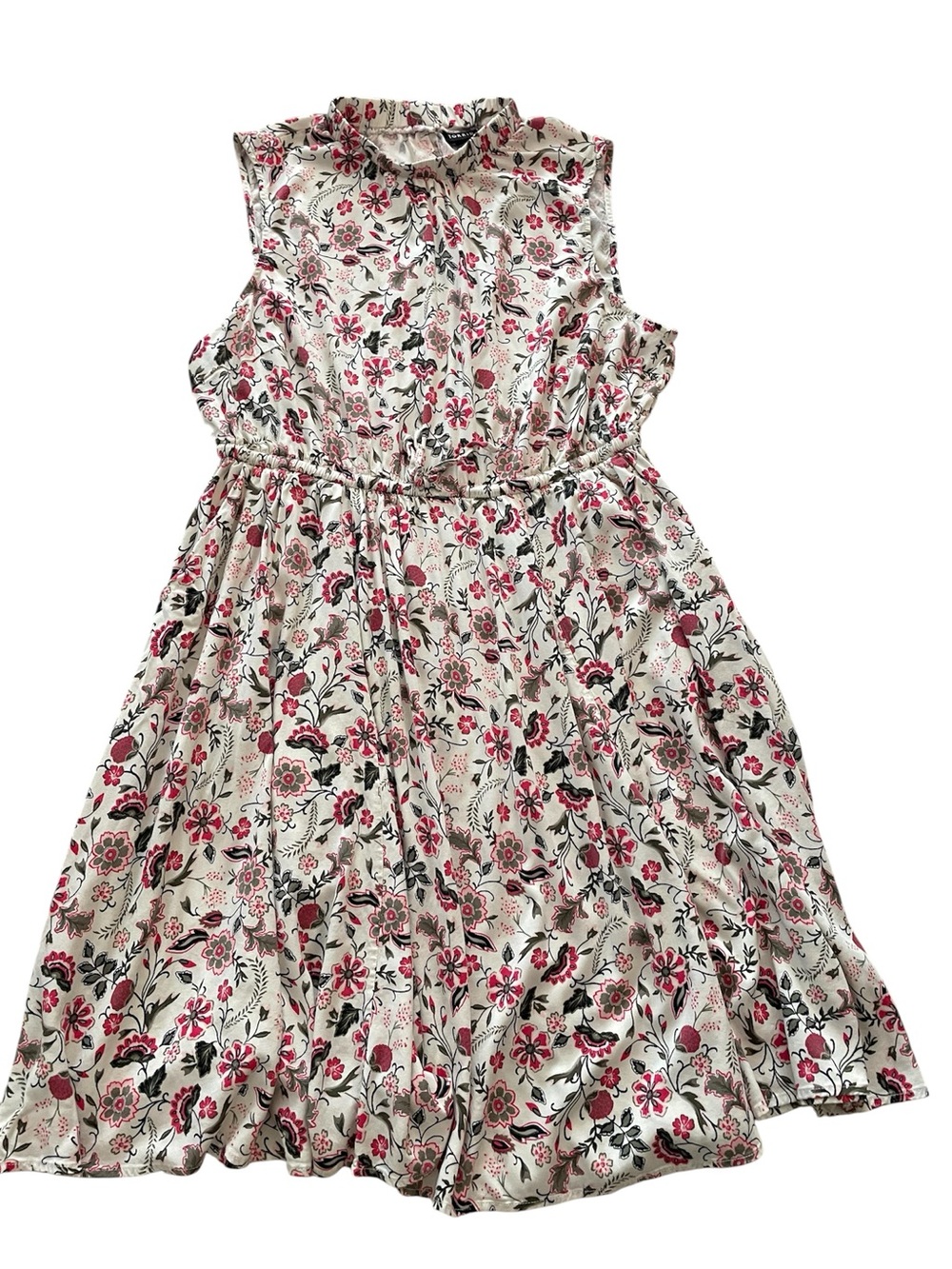 Floral Sleeveless Mock Neck Dress in Pink and White - Picture 6 of 11